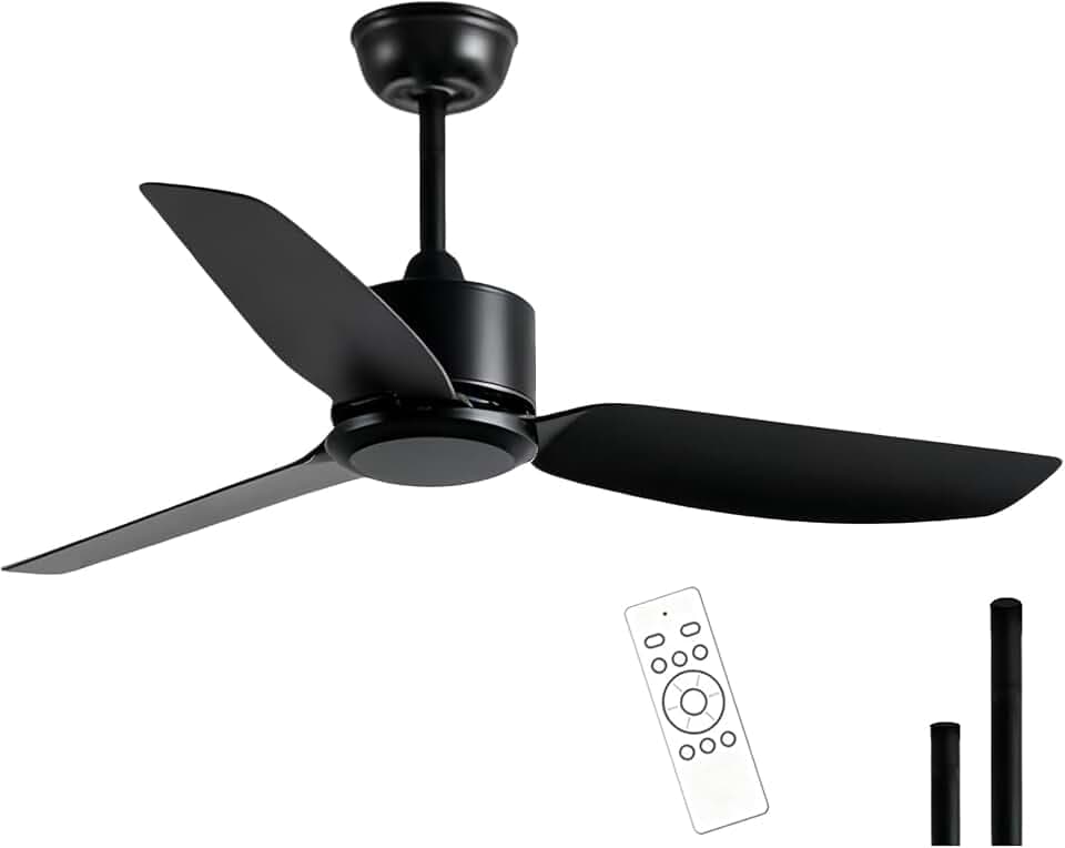 40 Inch Black Ceiling Fan with Remote Reversible Indoor Outdoor No Light