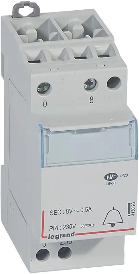 Legrand 413090 Transformator für Klingel, 230 V auf 8 V – 4 VA, 2 Module
