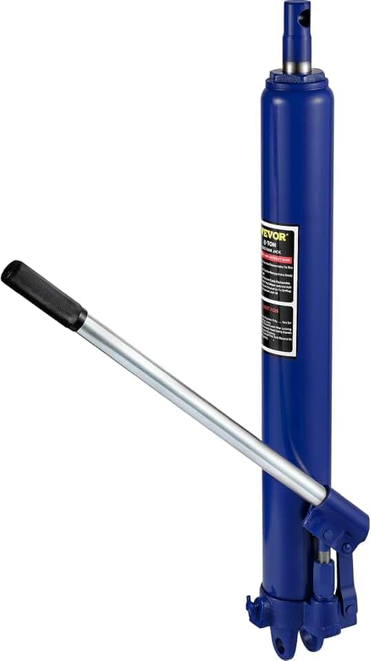 VEVOR Hydraulischer Langer Rammenheber, 8 t Kapazität, mit Einzelkolbenpumpe und Gabelkopfbasis, manueller Hubarbeitsbühnenheber mit Griff, für Garagen-/Ladenkräne, Motorhubwerk, blau