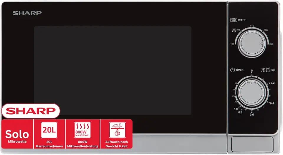 Sharp R200INW Mikrowelle / 800 W / 20 L Garraum / silber / schwarz