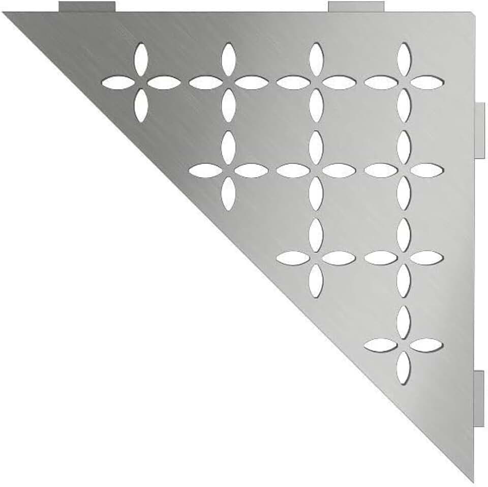 Schluter Triangular Corner Shelf, Floral Design, Stainless Steel Material