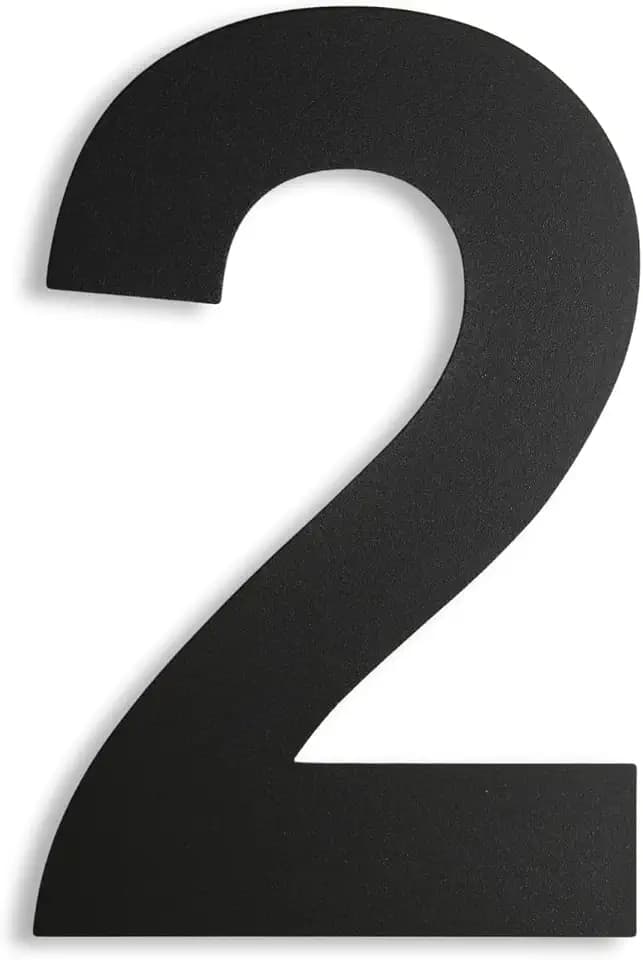 PREMIUM Hausnummer Schwarz inkl. Montagematerial - pulverbeschichtet - Arial - Höhe 20 cm - RAL 9005 - rostfrei & wetterfestes Hausnummernschild - Hausnummer 2 -