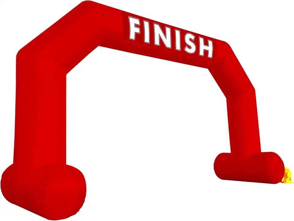Premium 20ft Start and Finish Line Inflatable Arch in Black - Includes Powerful Blower, Hexagonal Design for Outdoor Race Advertising and Commerce (Red)
