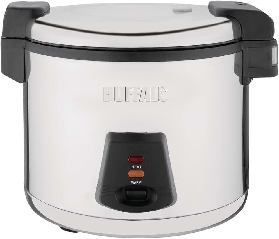 Buffalo 1,95kW gewerblicher Antihaft-Reiskocher 6 Liter | Reiskapazität: 13 Liter gekocht / 6 Liter ungekocht | 345(H) x 460(B) x 400(T) mm | J300