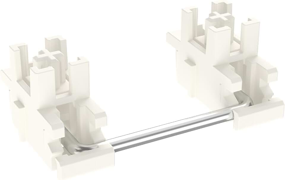 DUROCK Plate Mount Stabilizer V3, Innovative Pre-Clipped Stem for Minimum Wire Wobble 2U 6.25U 7U Keyboard Stabilizers (V3 Cream Silver 100% Kit)