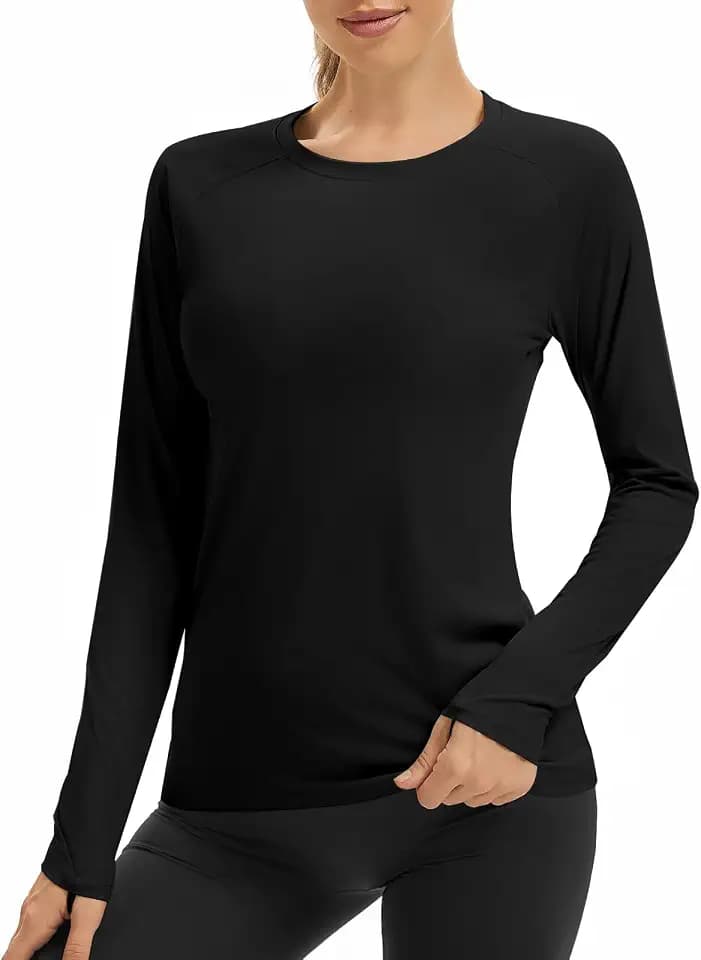 Women's UPF 50+ Quick Dry Long Sleeve Shirt Lightweight Moisture Wicking Tee for Outdoor Hiking Running Work Out