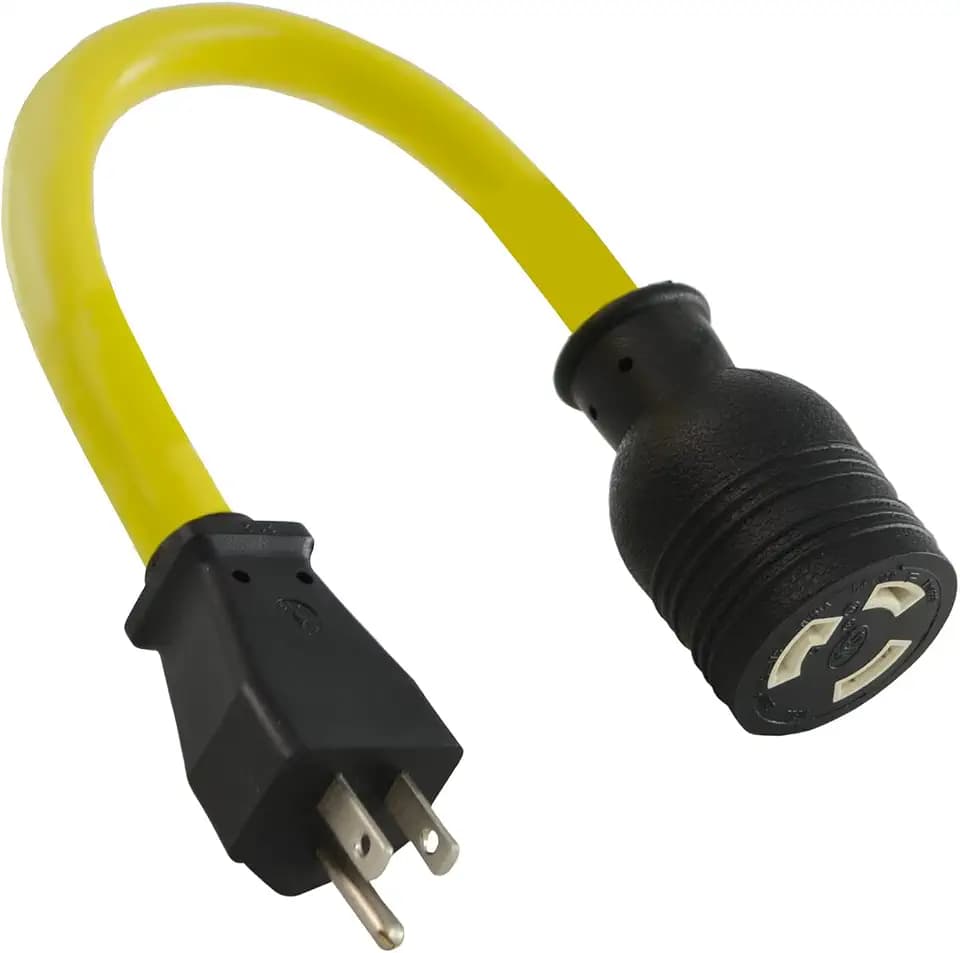 Conntek P515L530 1-Feet Generator Adapter 15-Amp U.S Plug to 30-Amp Locking Female Connector L5-30R, 125 Volts, Male-to-Female Connector, Yellow