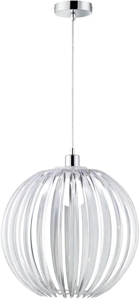 Trio Leuchten Pendelleuchte in Chrom, Acrylstäbe transparent, exklusive 1x E27 maximal 60W, ø 40 cm, Höhe: 150 cm 304100100