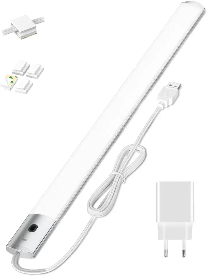 296 LED Unterbauleuchte Küche Dimmbar, 80CM Lichtleiste Schrankbeleuchtung mit Bewegungsmelder, 6600mAh wiederaufladbar Lampe Beleuchtung, 3 Farbmodi 2700-6500K magnetische leiste (30CM)