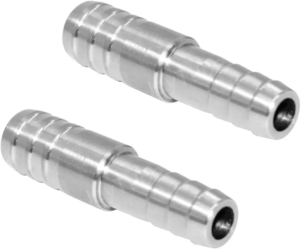 Hose Barb Reducer 1-1/4" to 1" Barb Hose ID Stainless Steel Reducing Union Fittings Air Water Fuel (Pack of 2)