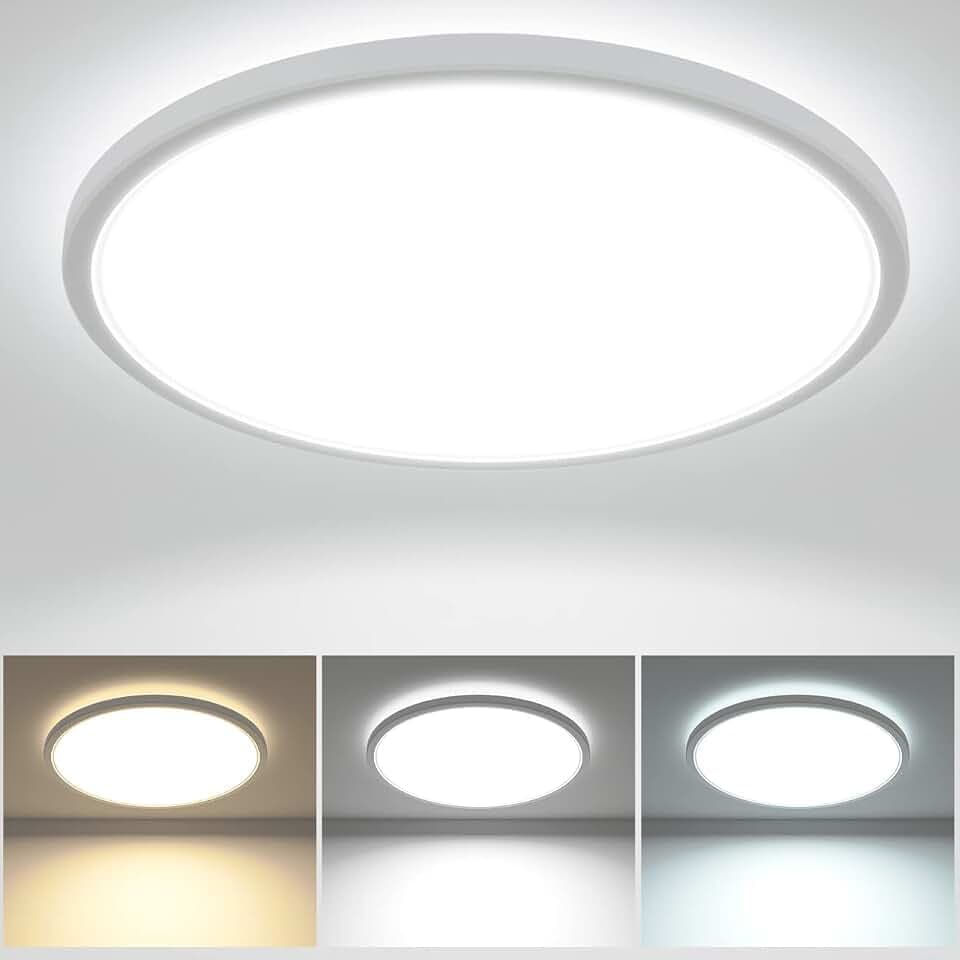 zemty 28W 3200LM LED Deckenleuchte Flach 29.5cm 3Farben 3000/4500/6000K Deckenlampe,Ultra Dünn LED Lampen Deckenlampen,Deckenleuchten Deckenbeleuchtung für Badezimmer,Wohnzimmer,Küche,Schlafzimmer