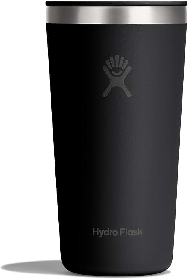 Hydro Flask All Around Tumbler Press-In Lid, Insulated Travel Mug, Stainless Steel Coffee Cup 20 Oz Tonal Black