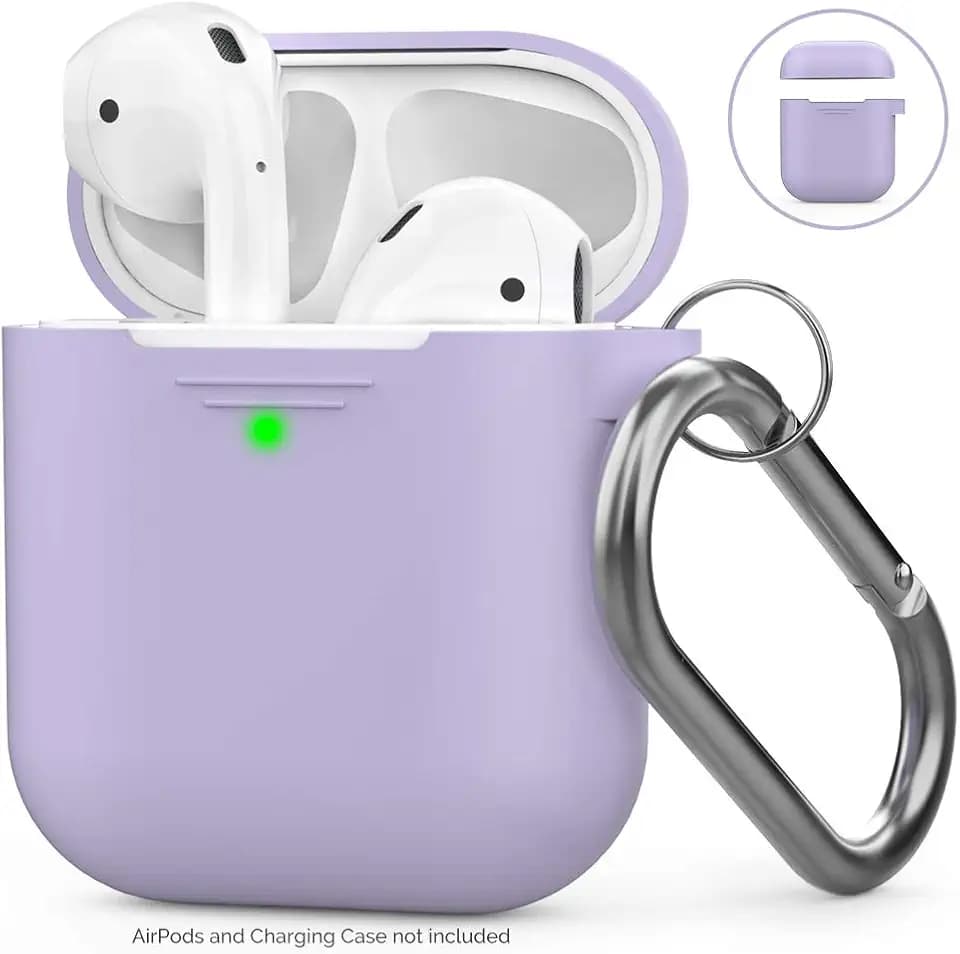 AhaStyle AirPods Schutzhülle aus Silikon [Vordere LED sichtbar, unterstützt kabelloses Aufladen], kompatibel mit Apple AirPods 2 & 1 (2019)