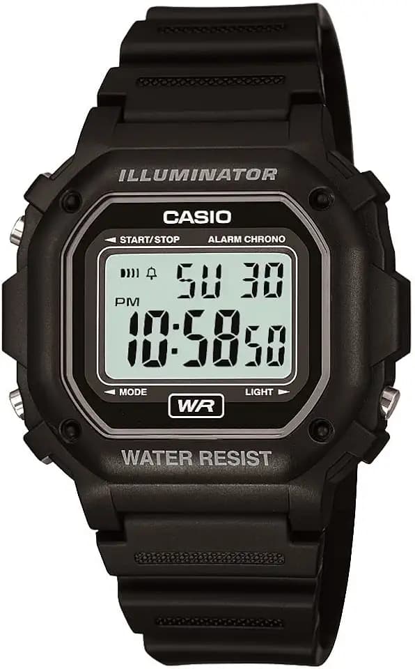 Casio F108WH Series | Men's Digital Watch | Illuminator | Water Resistant | LED Light | Daily Alarm | 1/100 SEC Stopwatch | 3 Hands (HR, Min, SEC) | Date/Day Display | Daily Alarm | 7 Year Battery