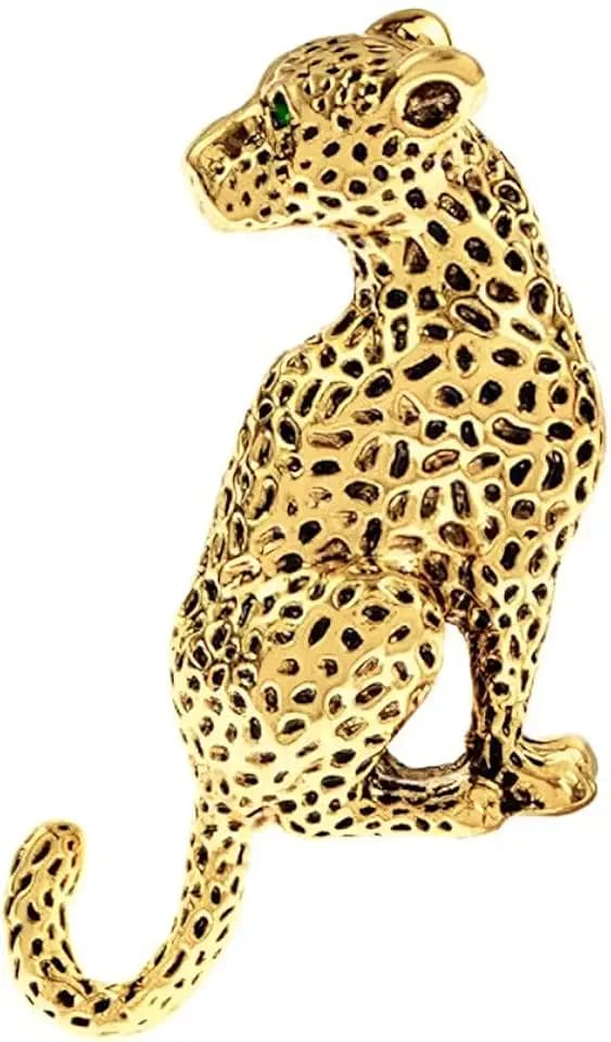 Vintage Leopard Lapel Brooch Pin for Women Men Fashion Punk Rhinestone Animal Cheetah Collar Suit Jackets Coat Dress Backpacks Pins Gothic Cool Panther Cougar Boutonniere Corsage Jewelry Decoration