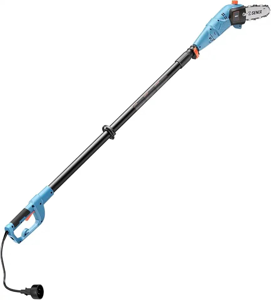 SENIX Corded Electric Pole Saw, Electric Telescoping Pole Saw with 8-Inch Bar & Chain, Adjustable Extension Tree Trimmer for Branch Cutting (CSPE6.5-M)