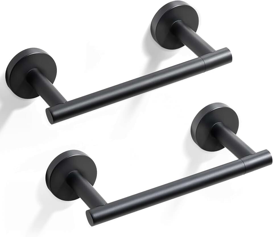 HITSLAM 2 Pack Matte Black Toilet Paper Holder, Double Post Pivoting, SS304