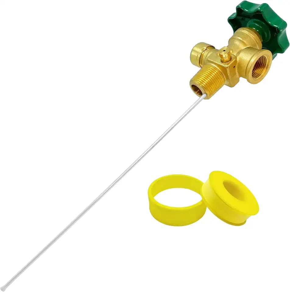 Propane Valve,100LB Propane Vapor Tank Service Valve Coupler with Manual & Automatic Bleeder Valve, POL Connection, Heavy Handle,10.2" Dip Tube–Fits for Grill,Heater,RV,Fryer,Outdoor Propane Setups.