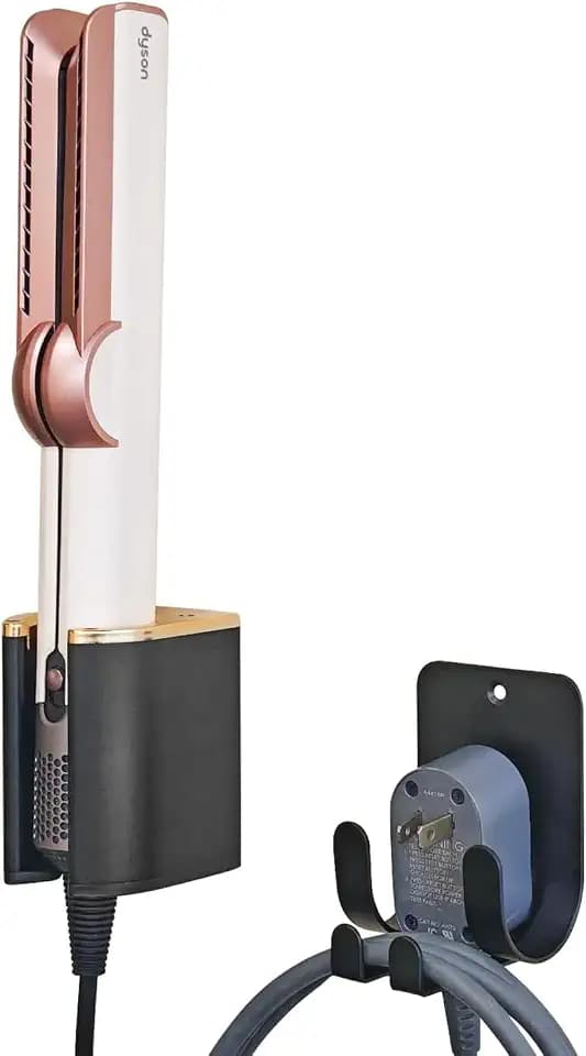 Glätteisen Halterung, Fönhalter Ohne Bohren Glätteisen Halterung für Wand Ohne Bohren Airstraight Halterung Kompatibel mit Airstrait Aluminium Halterung Schwarz