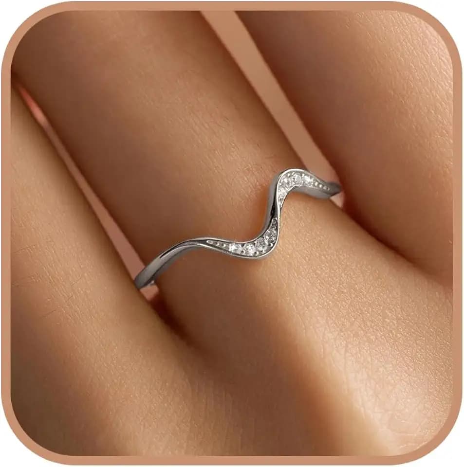 925 Sterling Silver Ocean Wave Rings for Women Teen Girls