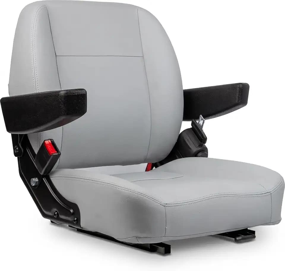 SEATIN Universal Grey Tractor Seat,with Micro Switch,Armrest and Safety Belt,For Scag Ferris Hustler Gravely Bad Boy Kubota Toro Zero-Turn Mowers & Tractors (GRAY)