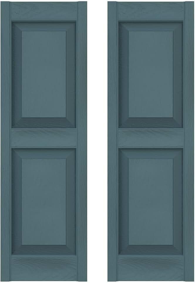 Builders Edge 12 in. W x 47 in. H Builders Edge, Standard Two Equal Panels, Raised Panel Shutters, Includes Matching Installation Spikes (Per Pair), 004 - Wedgewood Blue