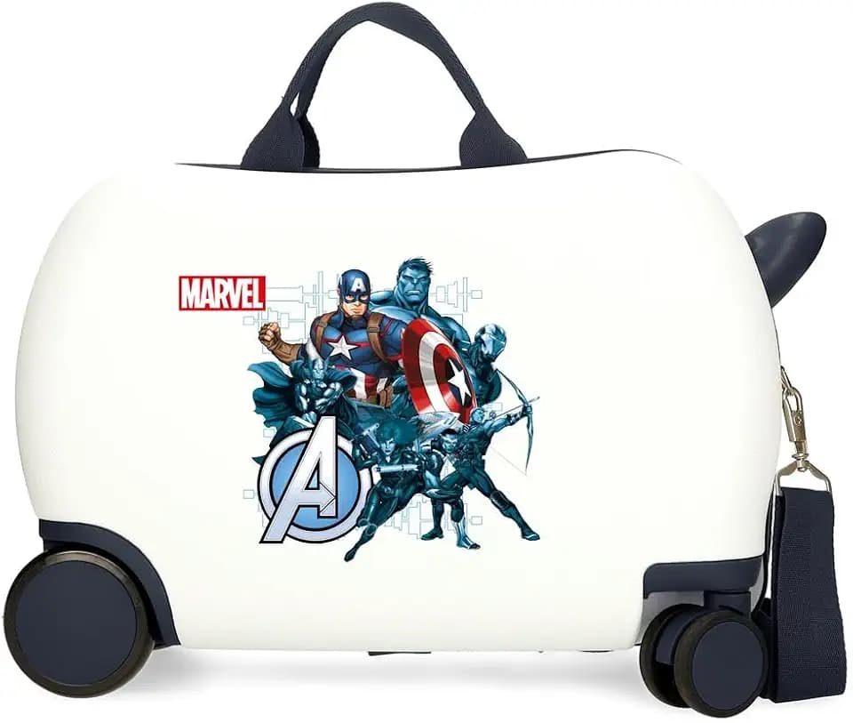 Marvel Joumma Avengers Legendary Kinderkoffer, Kabinenkoffer, Blau, Weiß, Hartplastik, seitlicher Kombinationsverschluss, 4 Räder, Handgepäck, weiß, Kinderkoffer
