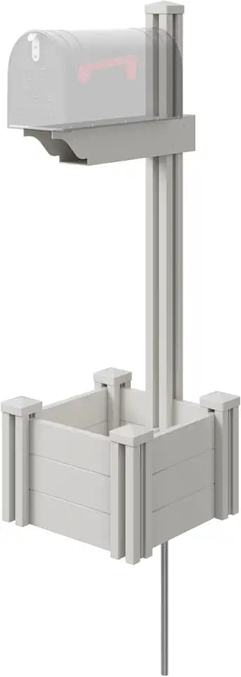 Zippity Majestic Mailbox Post w/Planter Box, White Vinyl DIY No Dig Kit