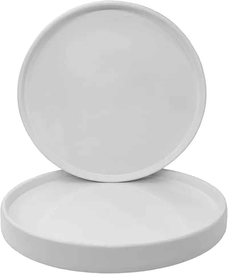 Yukfona Ceramic Plant Saucer Tray 2 Pcs 6.4 Inch White, 6.4" OD x6.02 ID x0.9 Deep| Fits Flower pots Bottom≤ 6", Heavy Duty Glazed Round Planter Drip with Catch Basin for Indoor Outdoor Plants