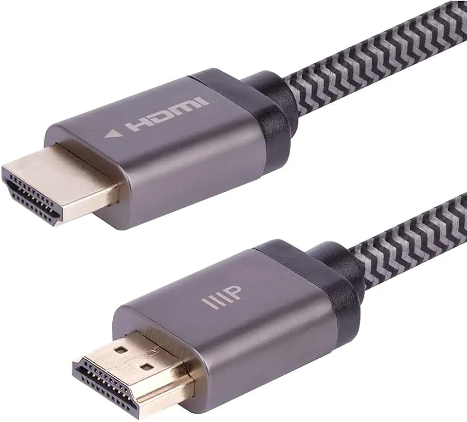 Monoprice 8K Certified Ultra High Speed HDMI Cable - Braided - HDMI 2.1, 8K@60Hz, 4K@120Hz, 48Gbps, HDR, VRR, CL2 In-Wall Rated, 10ft, Black