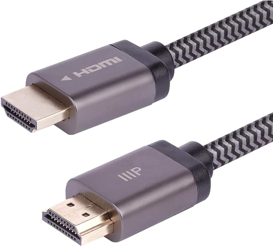 Monoprice 8K Certified Ultra High Speed HDMI Cable - Braided - HDMI 2.1, 8K@60Hz, 4K@120Hz, 48Gbps, HDR, VRR, CL2 In-Wall Rated, 6ft, Black