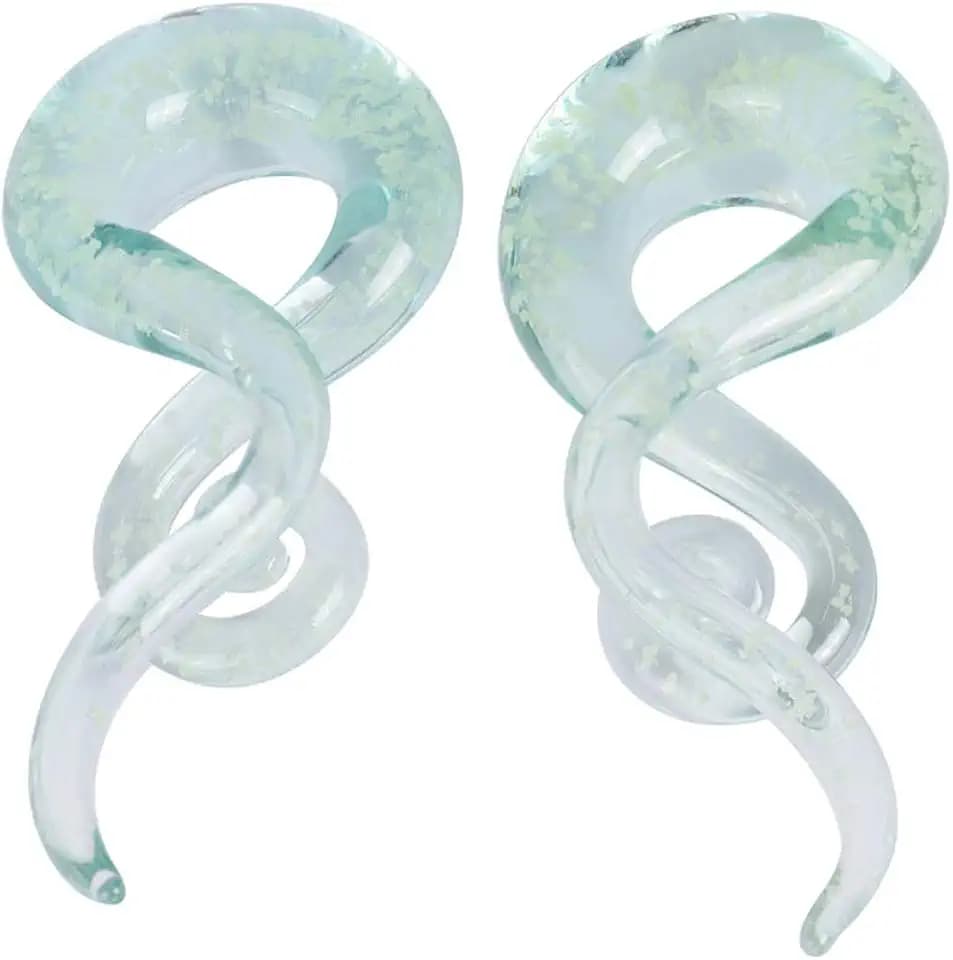 Qmcandy Glass Spiral Tapers Glitter Twist Ear Gauges Plugs 4G-1/2 inch