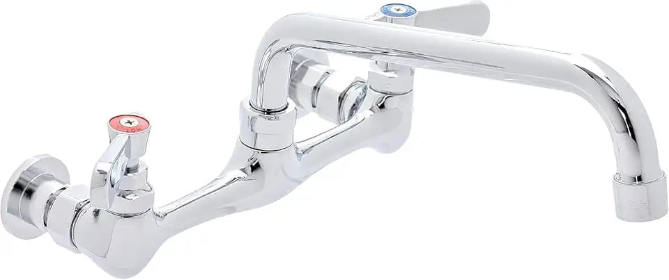 DuraSteel Commercial Sink Faucet - NSF No Lead 8” Center Commercial Wall Mount Faucet Kitchen with 8 Inch Swivel Spout - Lever Handle - Industrial Restaurant Kitchen Utility Prep Sink Mounted Faucets