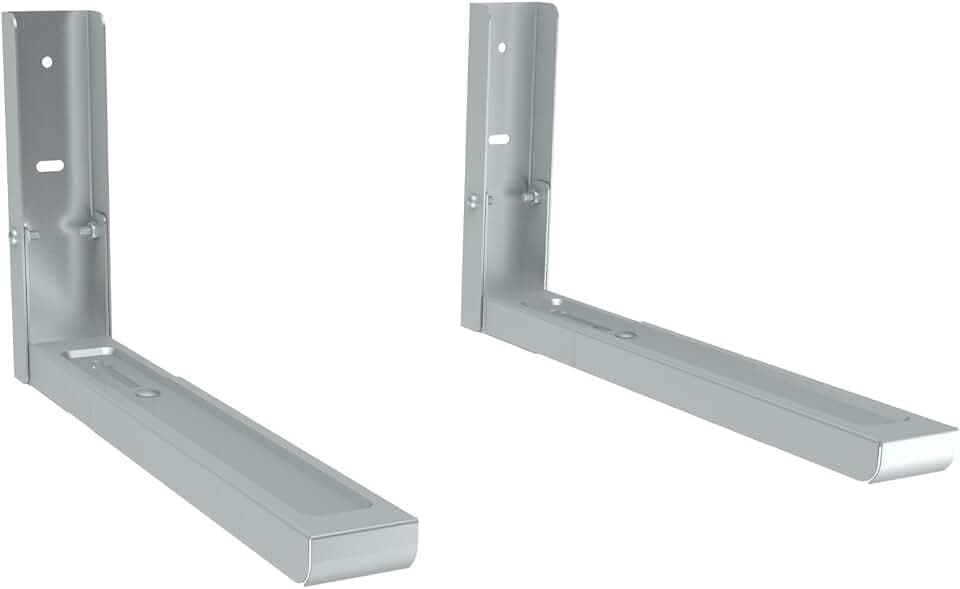 deleyCON Universalhalterung für Mikrowelle, Wandmontage, bis 35 kg, ausziehbar auf 48,3 cm, für Backofen, Kaffeemaschine, Silber