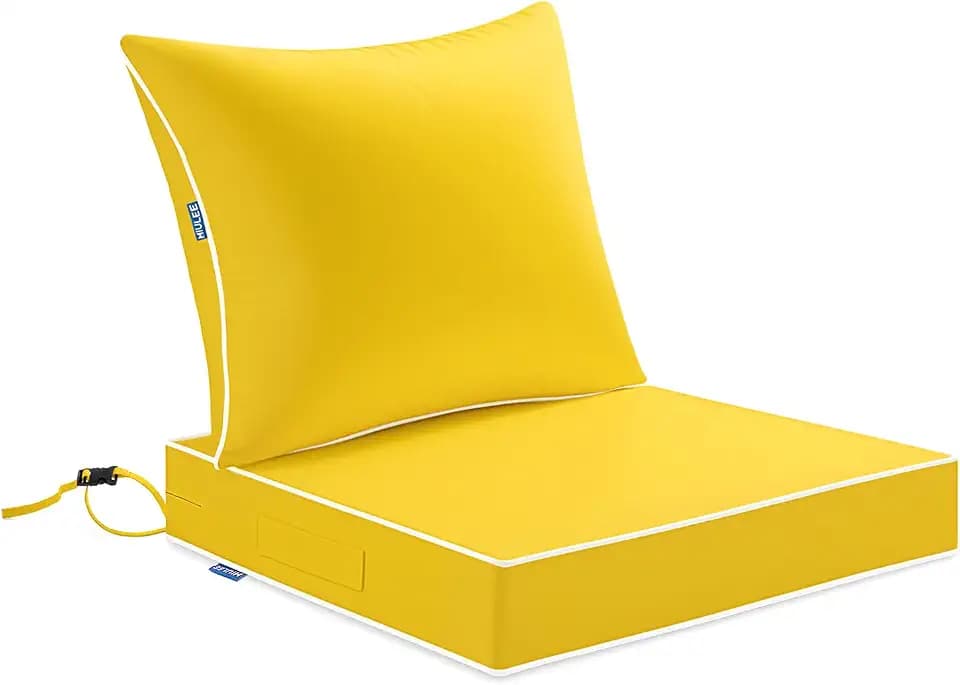MIULEE Yellow Outdoor Seat Cushion 24x24 Inch Waterproof Cushion
