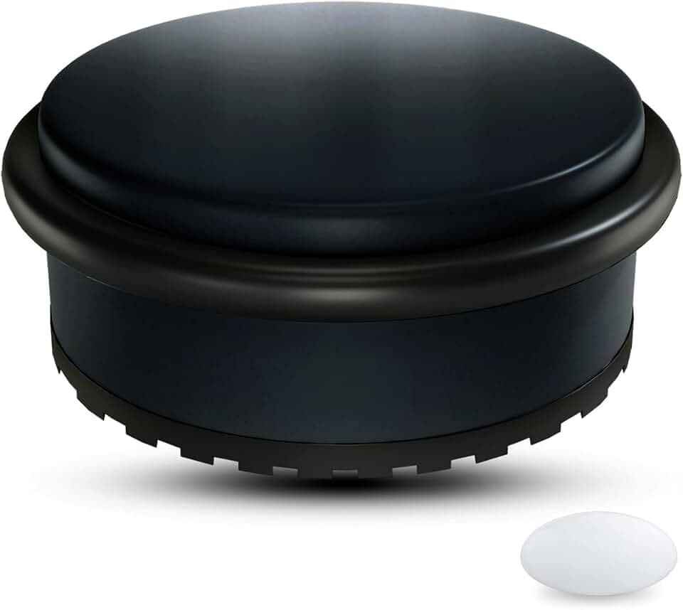 SilverRack Türstopper Edelstahl - Premium Tür-Stopper ohne Bohren schwer | Für Boden, Zimmertüre, Haustüre mit extra Wandpuffer - Schwarz, 1 Stück 10x4,5cm + 1 Wandstopper