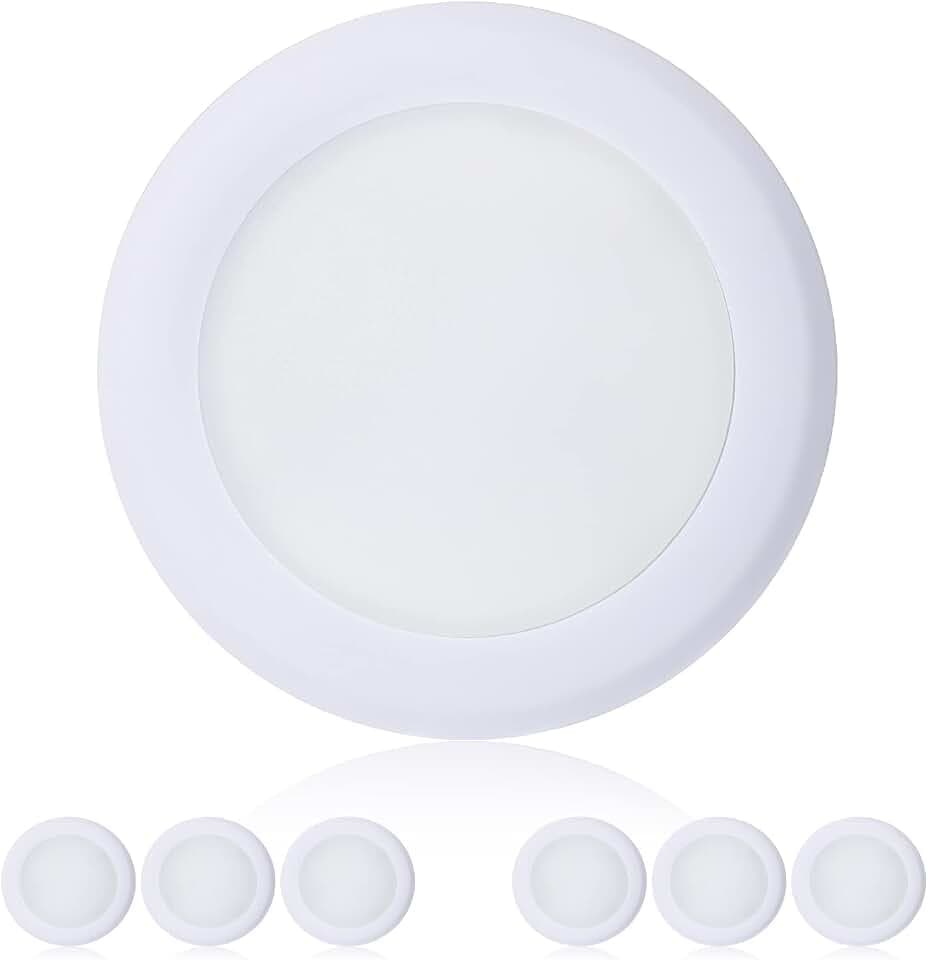TOPELER 6'' Dimmable Flush Mount Ceiling Light, 15W Low Profile Surface Mount LED Disc Light, Installs into Junction Box or Recessed Can, 3000K Warm White 1000lm, ETL-Listed, 6 Pack