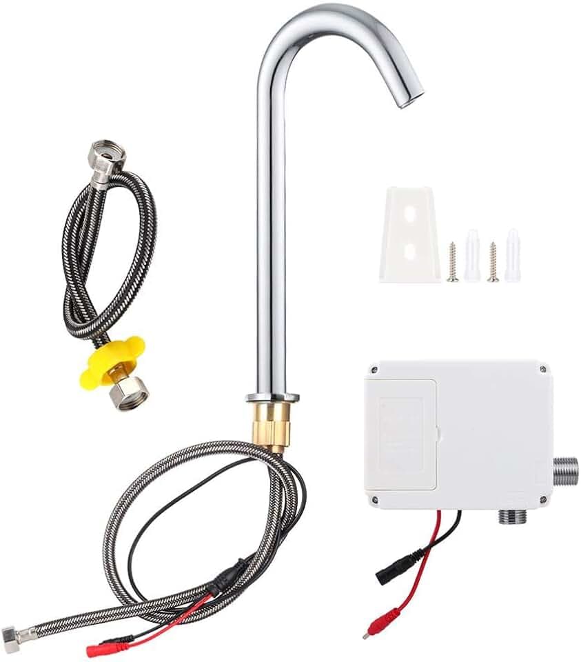 Zunate Automatischer Wasserhahn, Infrarot-Sensor-Wascharmatur, G1/2 Zoll Gewinde, berührungsloser Küchenspüle, batteriebetrieben, für Küchenbecken (C)