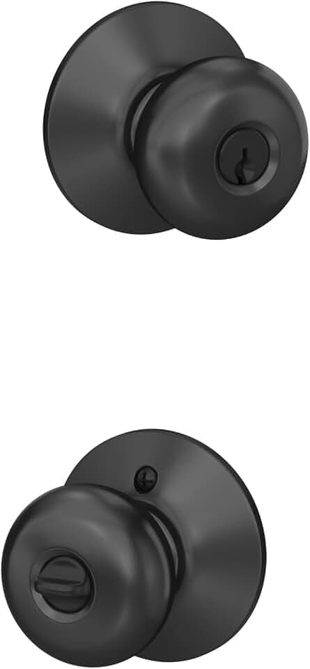 Schlage Plymouth Keyed Entry Door Knob, Interior/Exterior, Matte Black