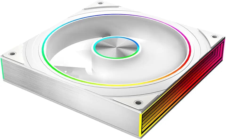 Transwarp 140mm ARGB Case Fan, Infinity Mirror 5V ARGB PWM Case Fan 140mm Single Pack，Suitable for Computer Case Pc Cooling FansWhite-140mm
