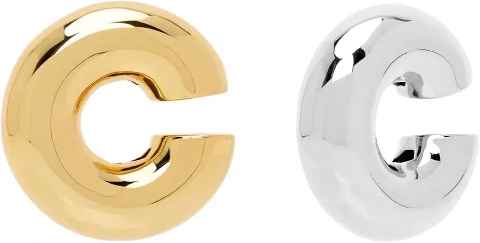 Chunky Gold Ear Cuffs Earrings for Women Non Piercing Gold Plated Stainless Steel Cuff Clip On Cartilage Hoop Lightweight Earrings Non-tarnish 1 Pairs