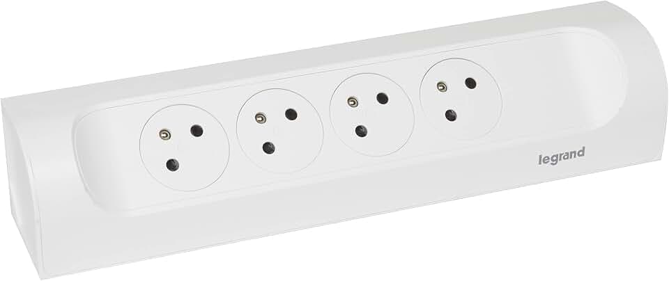 Legrand - Eck-Steckdosenleiste Steckdosenadapter Verteilersteckdose mit 4 Steckdosen Surface mit Erdung zum Verdrahten - weiß - ohne Kabel, 049408
