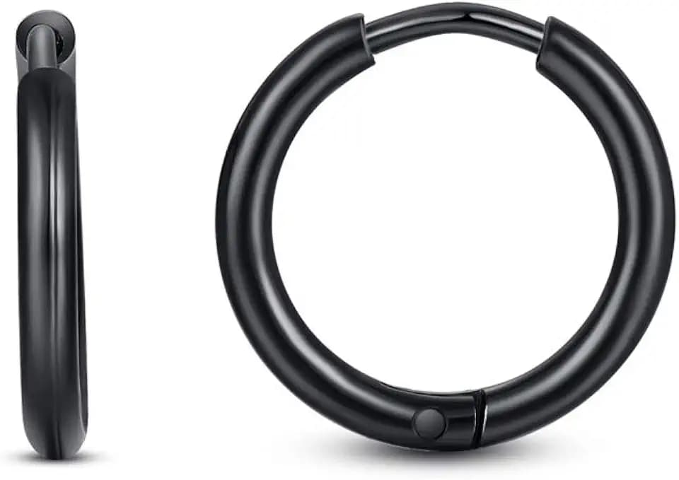 FOSIR Stainless Steel Small Huggie Hoop Earrings for Women Men Cartilage Earring Hoops, 6/8/10/12mm Diameter