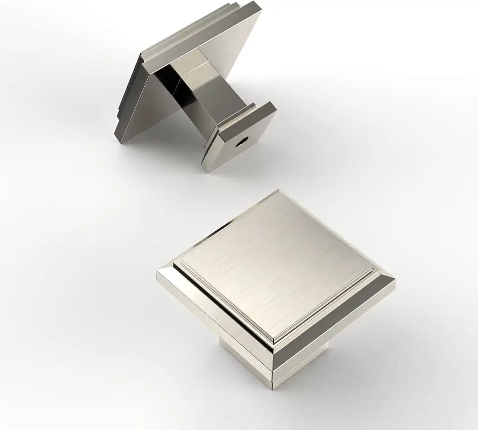 Amerdeco 10 Pack Brushed Satin Nickel Cabinet Knobs 1.3"
