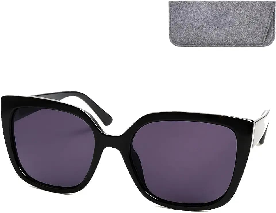 Lesesonnenbrille Damen Schmetterling Schwarz mit Filzetui im Retro-Look
