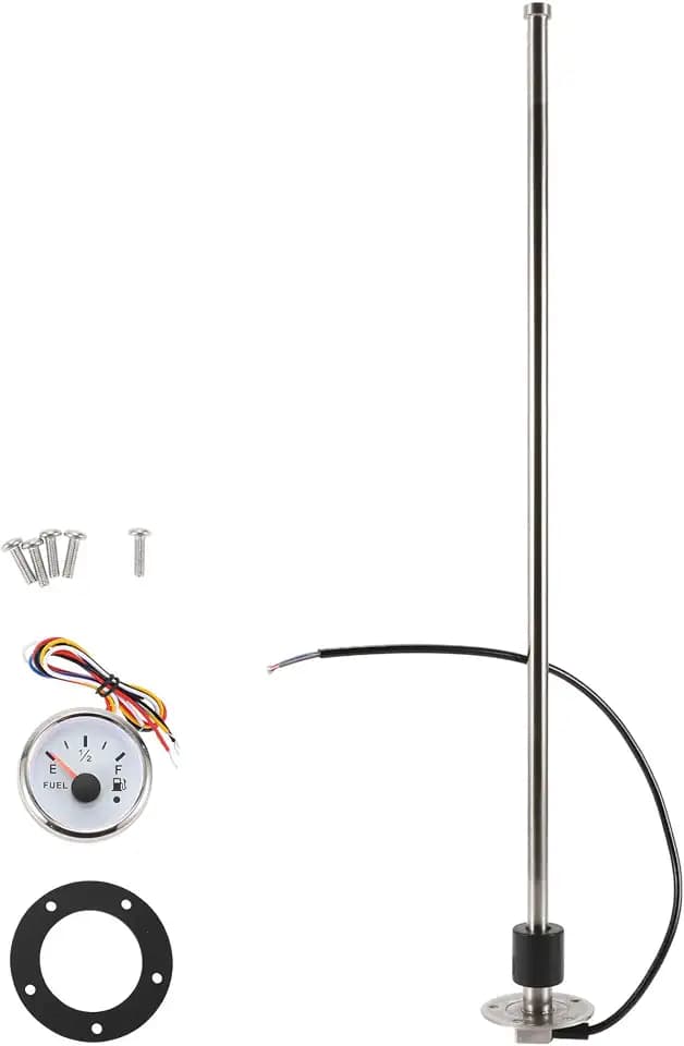 Fuel Sending Unit and Gauge Kit 0-190 Ohms 23"(600mm) for Boat Vehicle Truck RV Fuel Sending Unit Marine Fuel Sender Unit