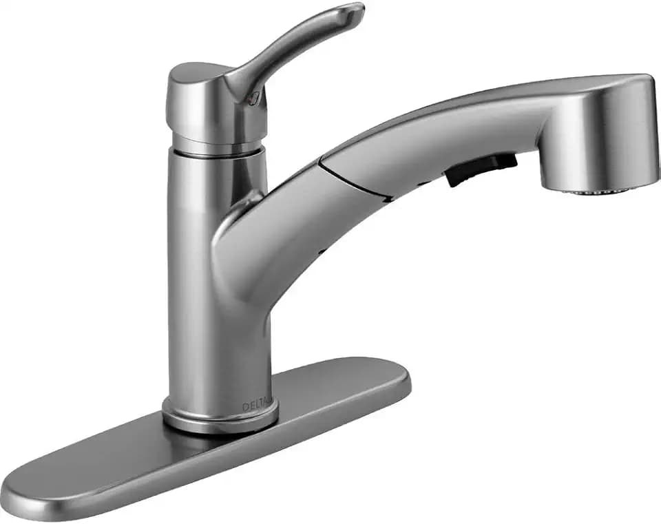 Delta Faucet Collins Single-Handle Kitchen Sink Faucet with Pull Out Sprayer and Magnetic Docking Spray Head, Arctic Stainless 4140-AR-DST