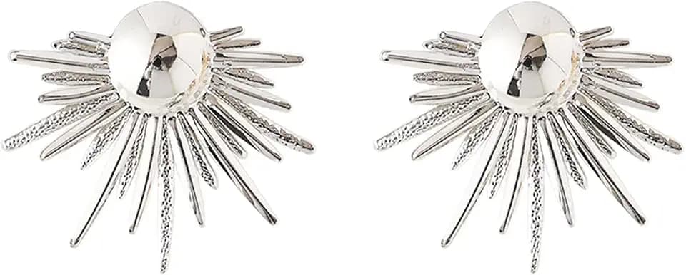 Rhinestone Silver Statement Earrings, Star Stud Earrings Fashion Design