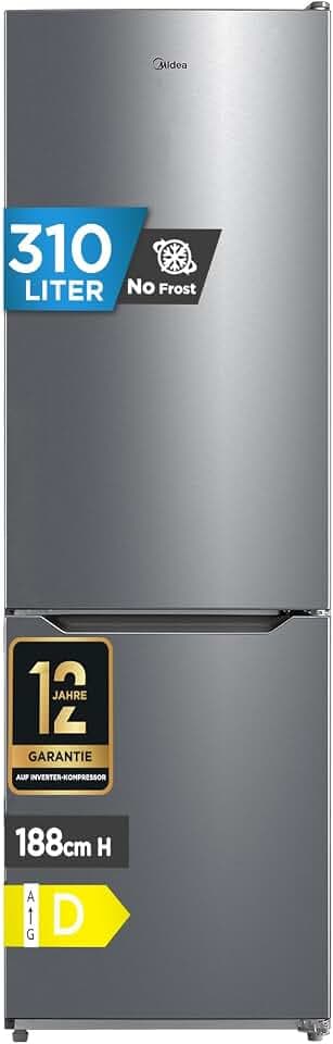 Midea 310L Kühlschrank mit gefrierfach, 188cm, NoFrost, EEK D