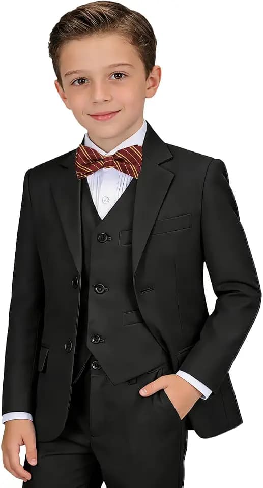 Boys Formal Suits for Boy 6 Pieces Kids Tuxedo Wedding Ring Bearer Outfit Blazer Vest Shirt Pants with Tie and Bowtie